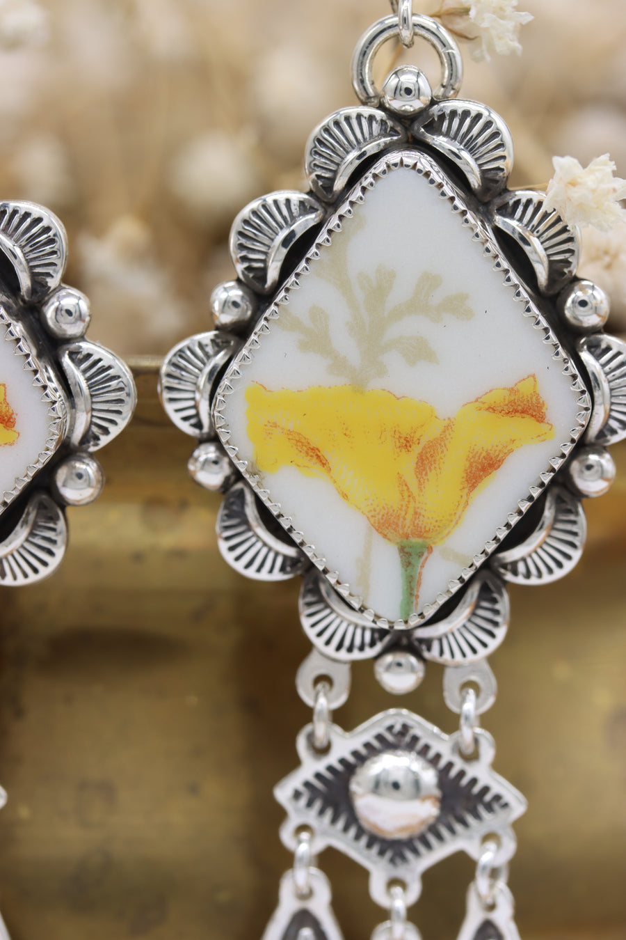 California Poppy Chandelier Earrings