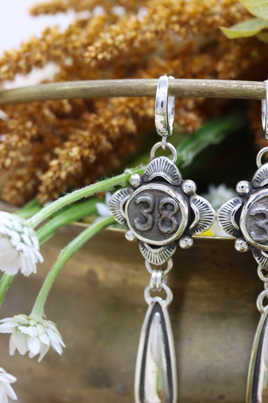 1938 Date Nail Dangly Earrings