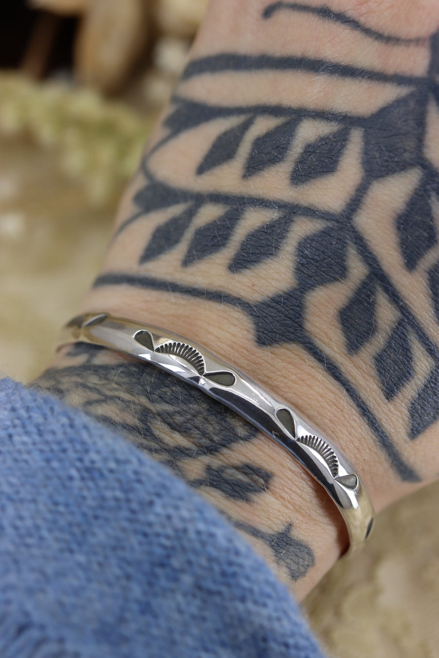 Stamped Stacker Bracelet Cuff (Size 6 1/8