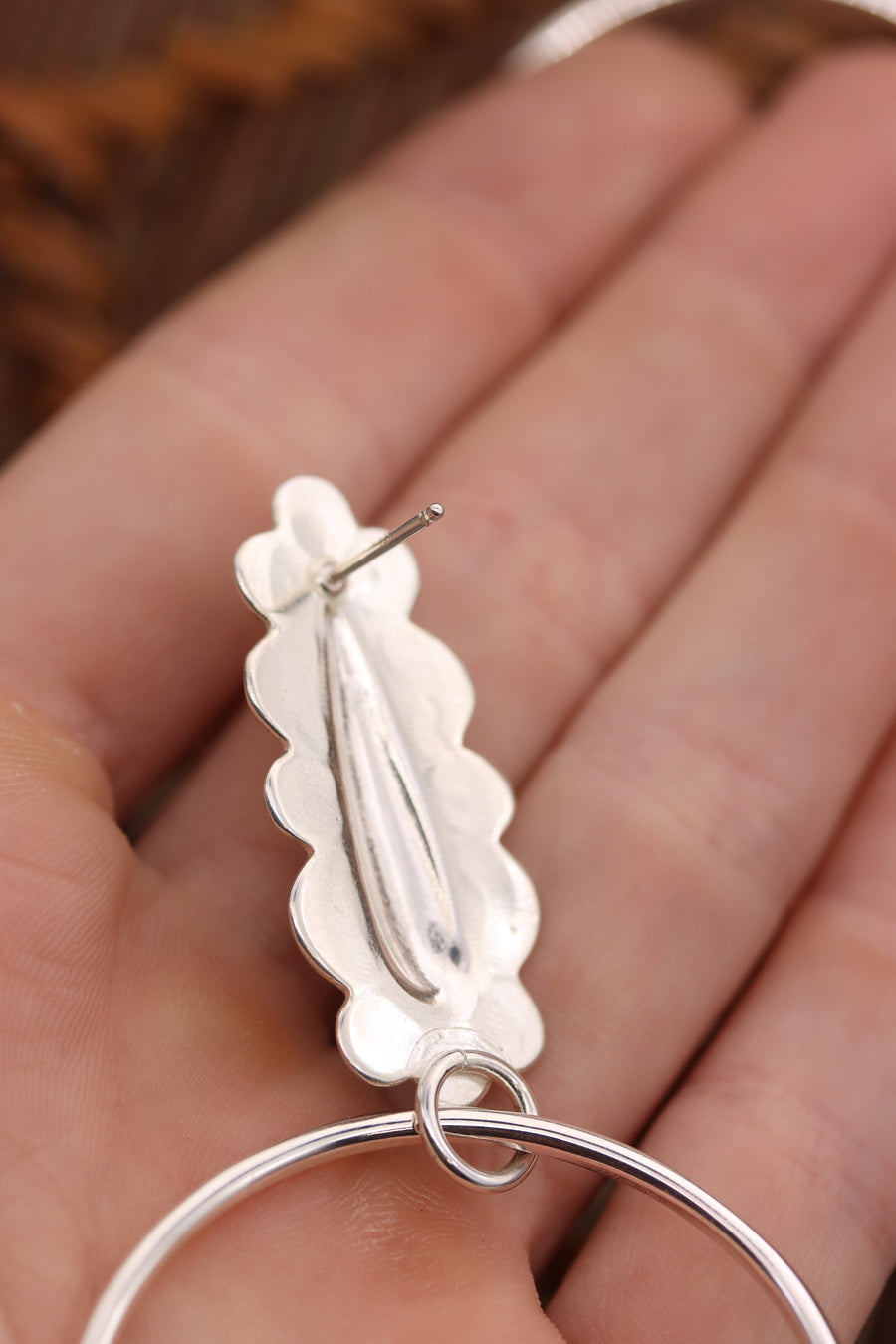 Stamped Teardrop Stud Hoops