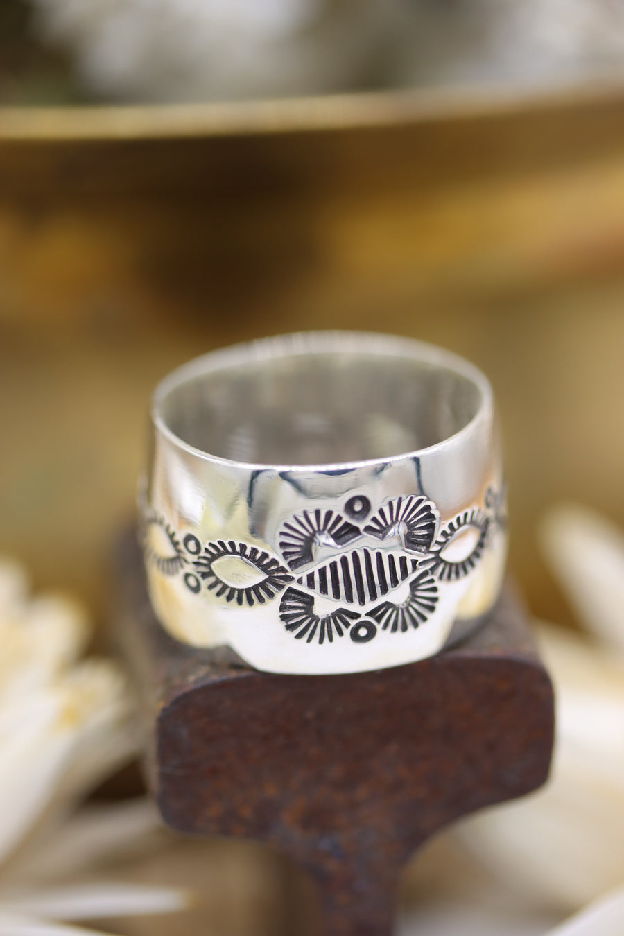 Stamped Wide Band Ring (size 8 1/4)