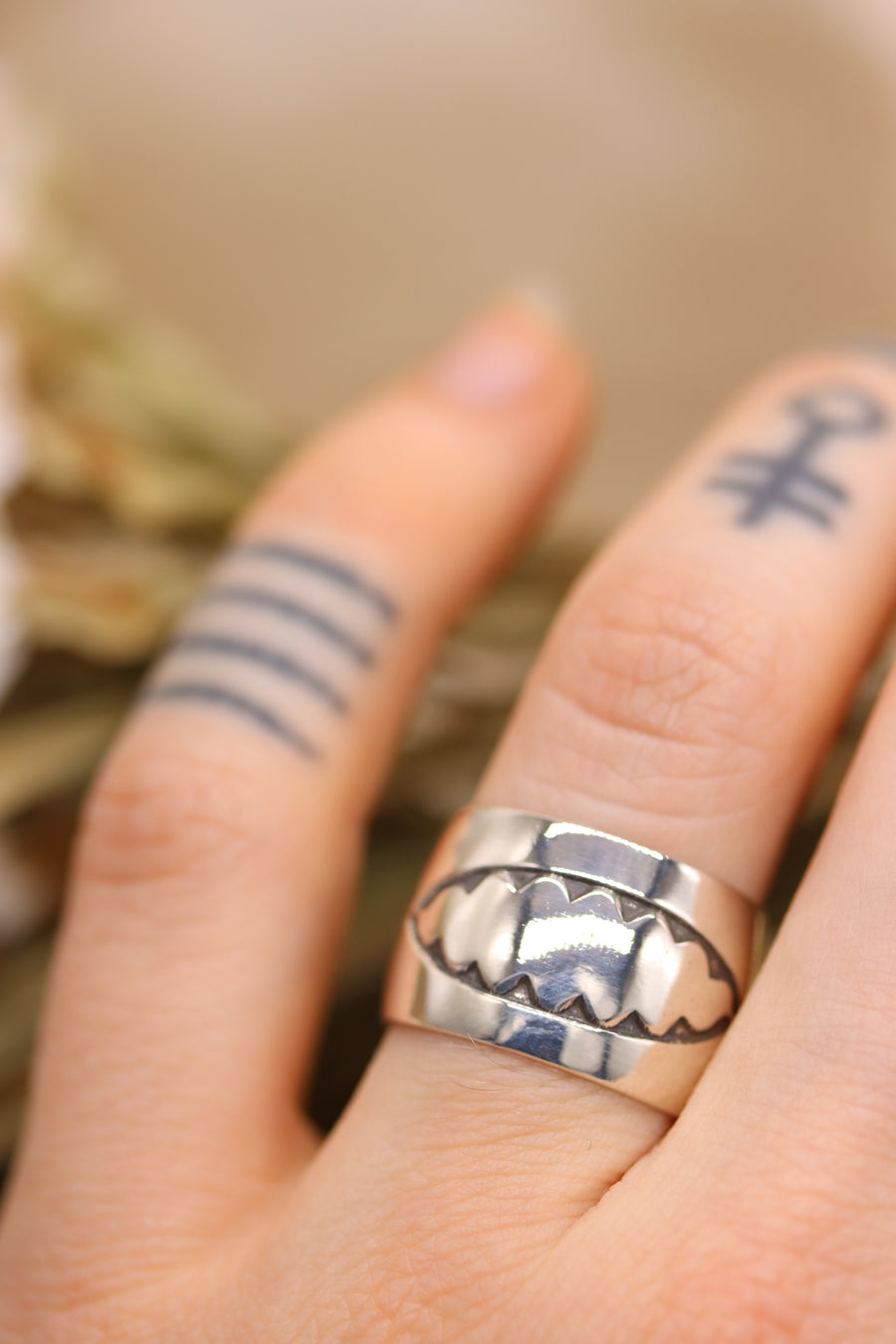 Stamped Wide Band Ring (size 6 1/2)