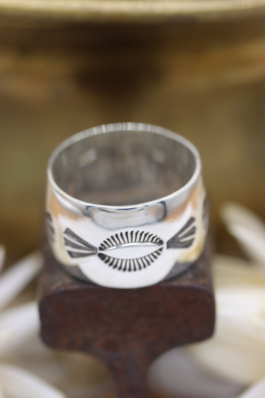 Stamped Wide Band Ring (size 8 1/2)