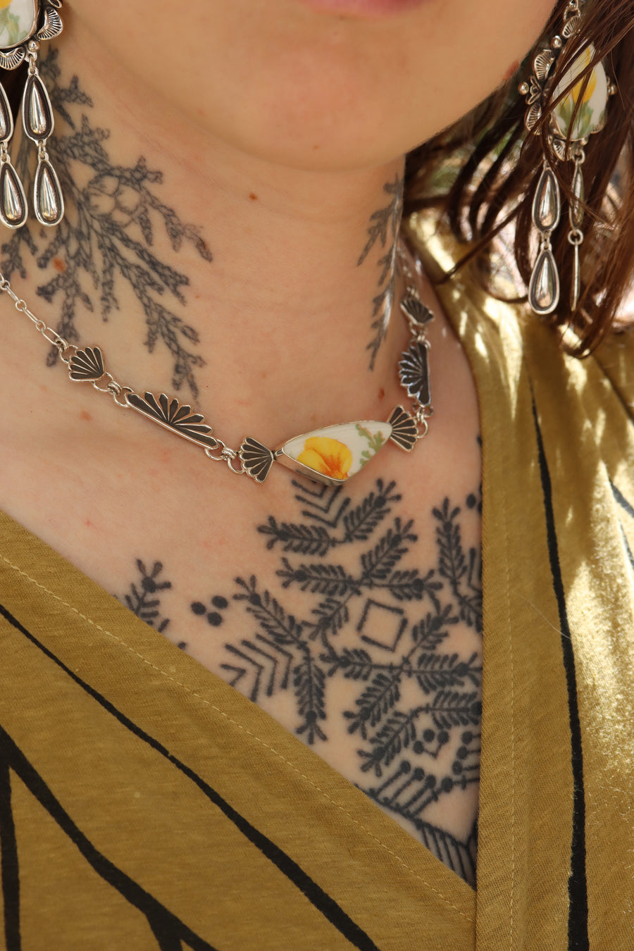 California Poppy Choker Necklace