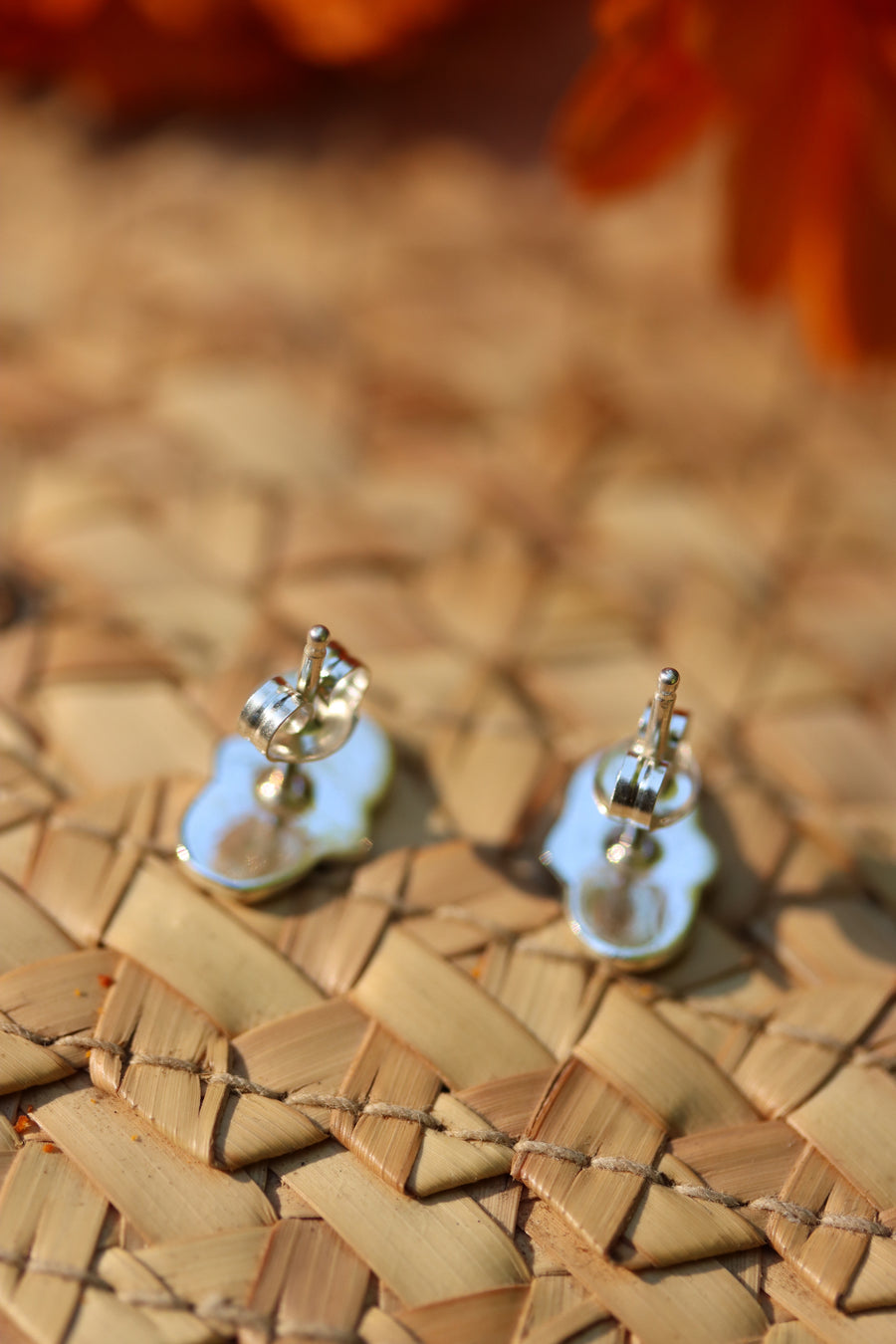 Stamped Silver Stud Earrings