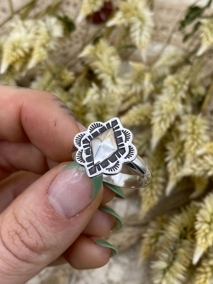 Silver Diamond Ring (size 10)
