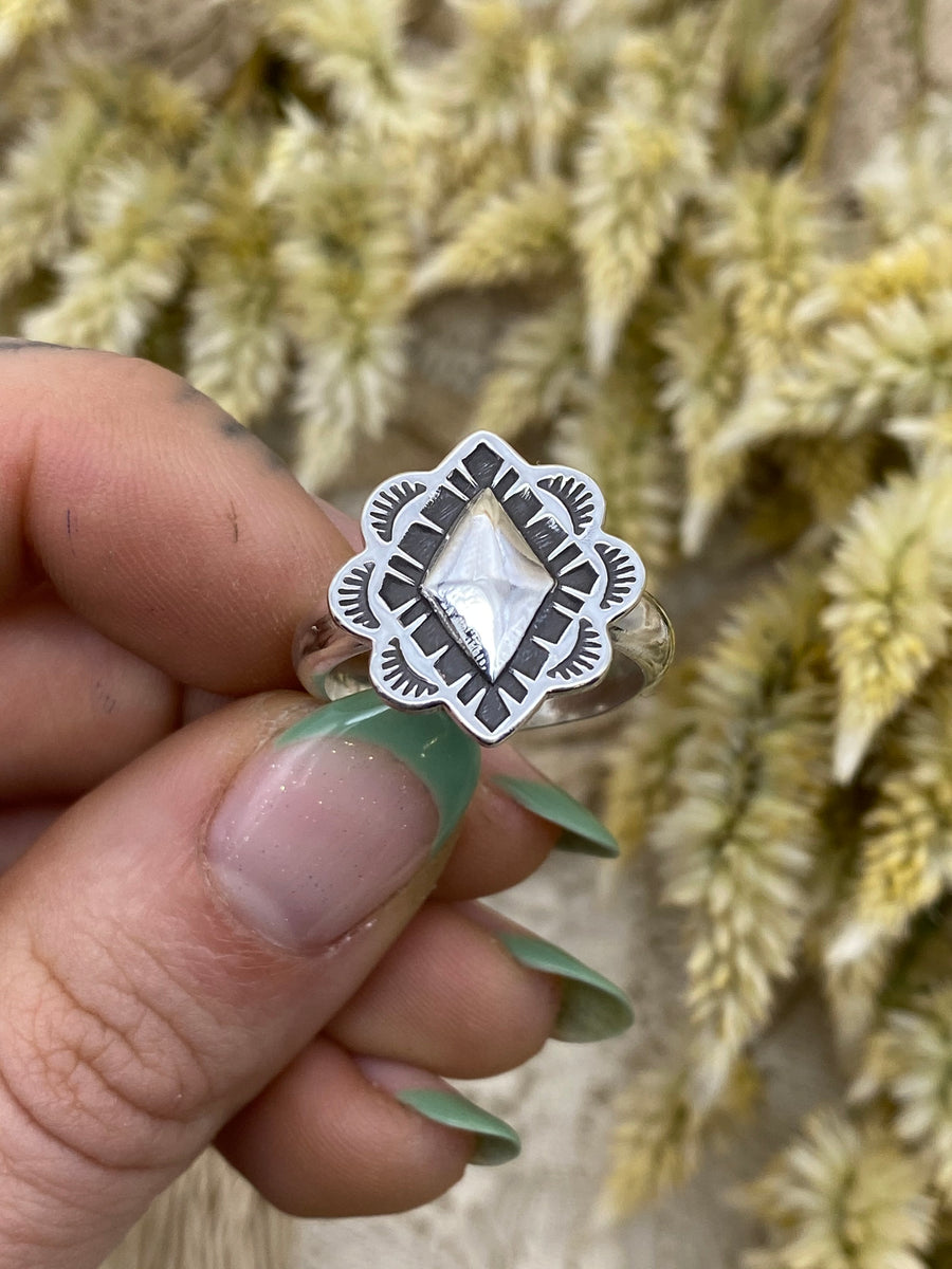 Silver Diamond Ring (size 7 1/2)