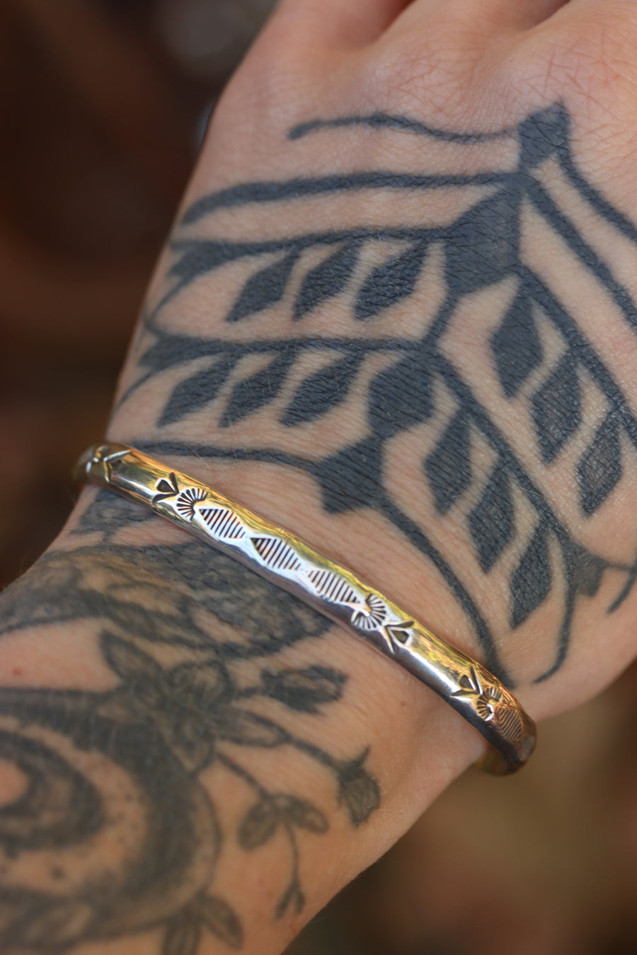 Stamped Silver Stacker Cuff (5 3/4