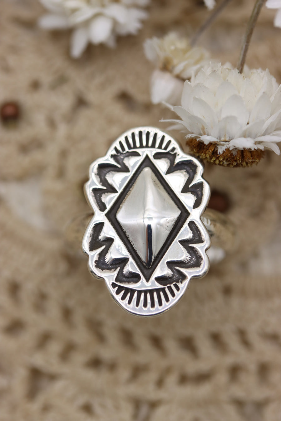 Silver Diamond Ring (size 7 1/4)