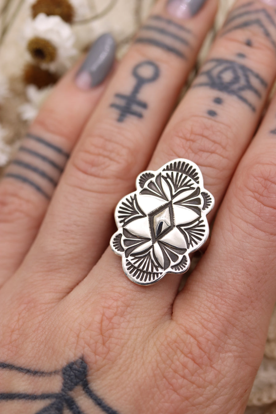 Silver Diamond Ring (size 9 1/4)