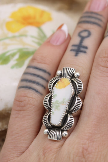 California Poppy Coffin Ring (size 7)