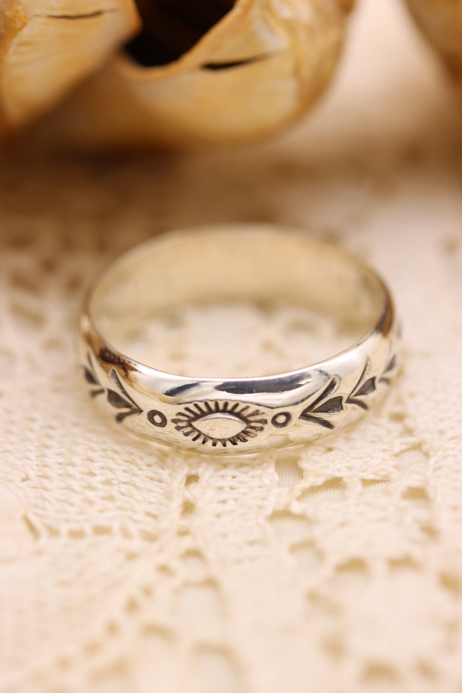 Stamped Silver Stacker Ring (size 10 1/2)