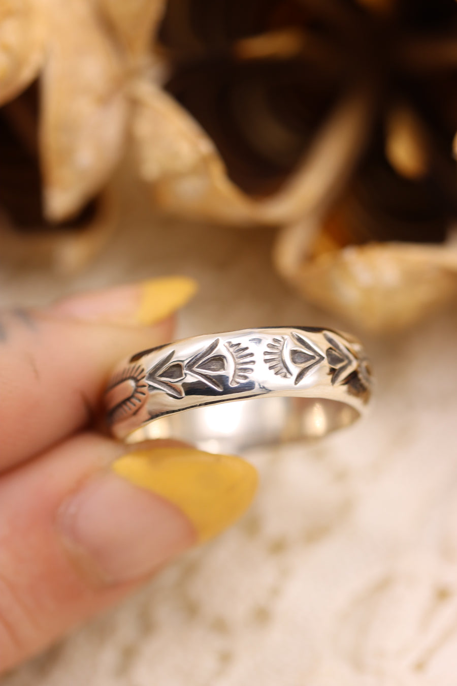 Stamped Silver Stacker Ring (size 10 1/2)