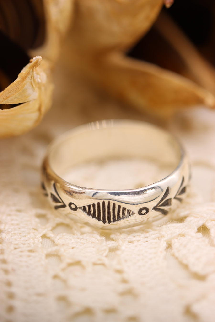 Stamped Silver Stacker Ring (size 8)