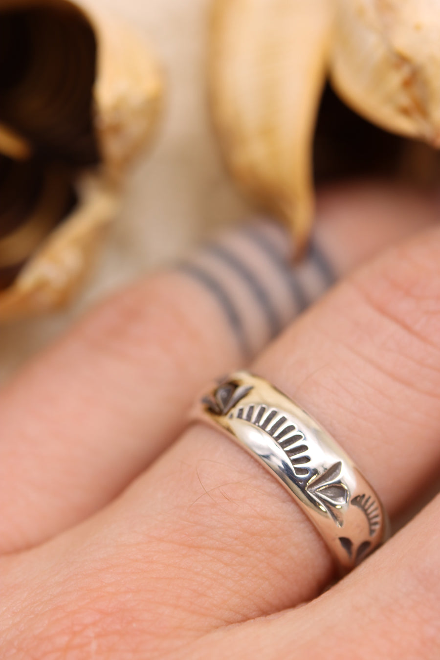 Stamped Silver Stacker Ring (size 6 1/4)