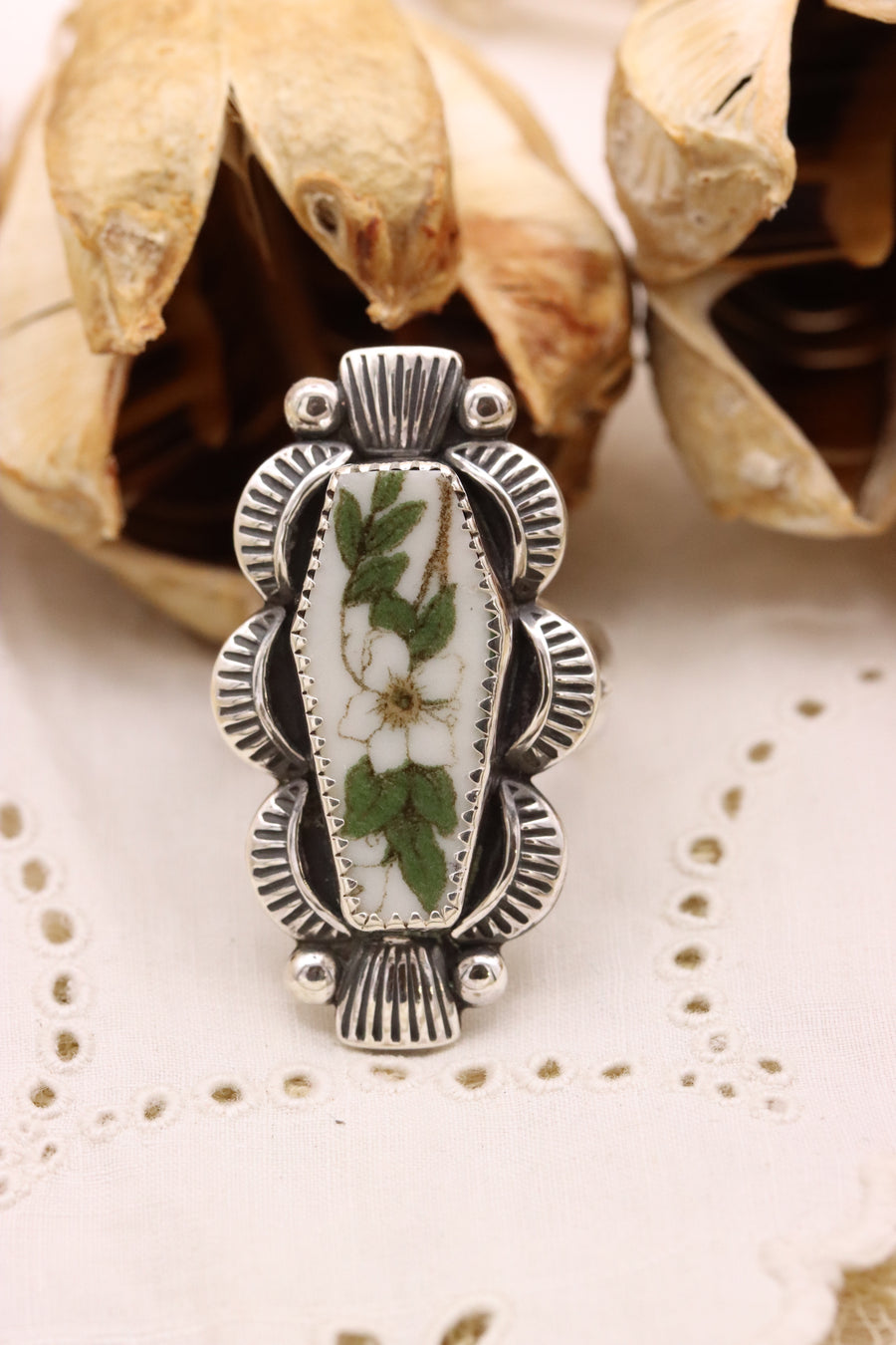 Orange Blossom Coffin Ring (size 6 1/2)