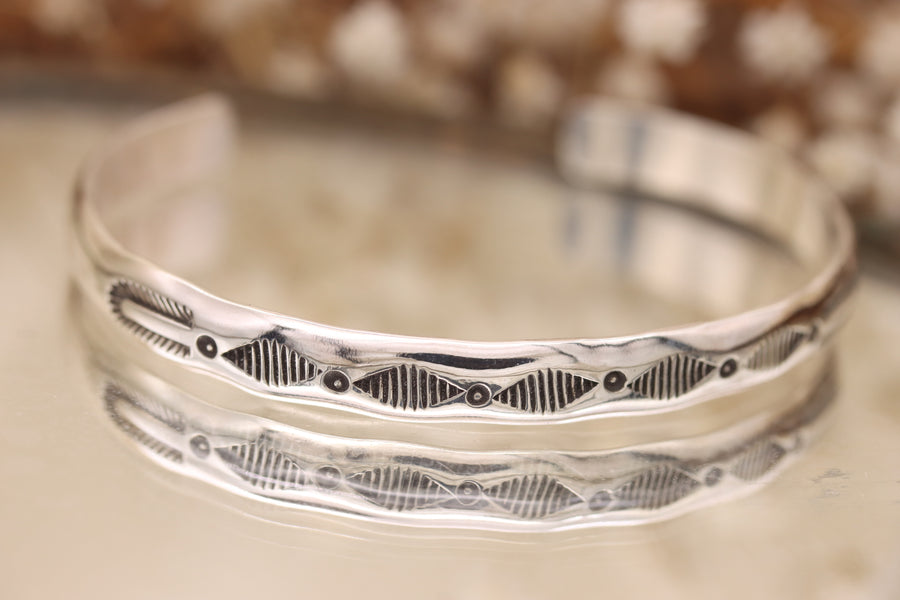Stamped Stacker Bracelet Cuff (size 5 3/8