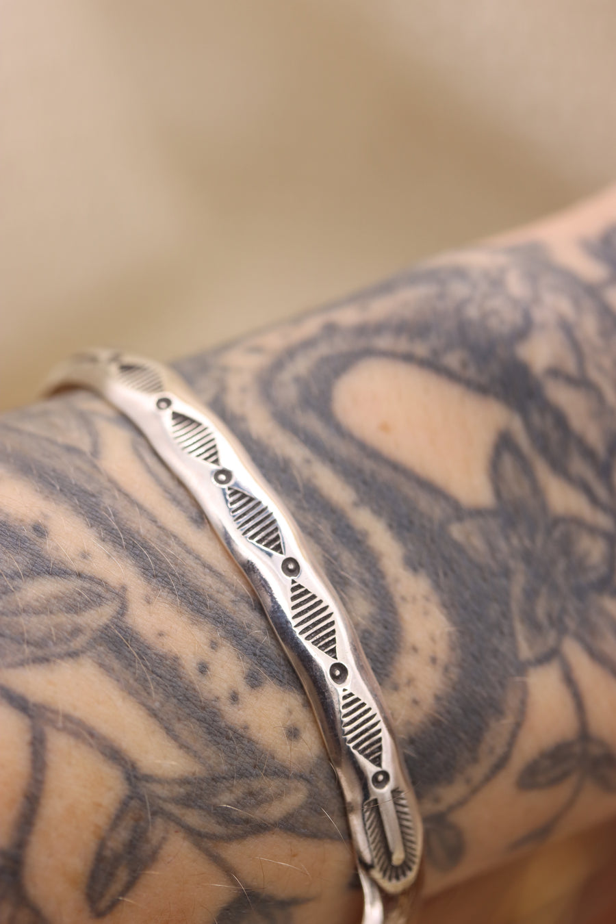 Stamped Stacker Bracelet Cuff (size 5 3/8