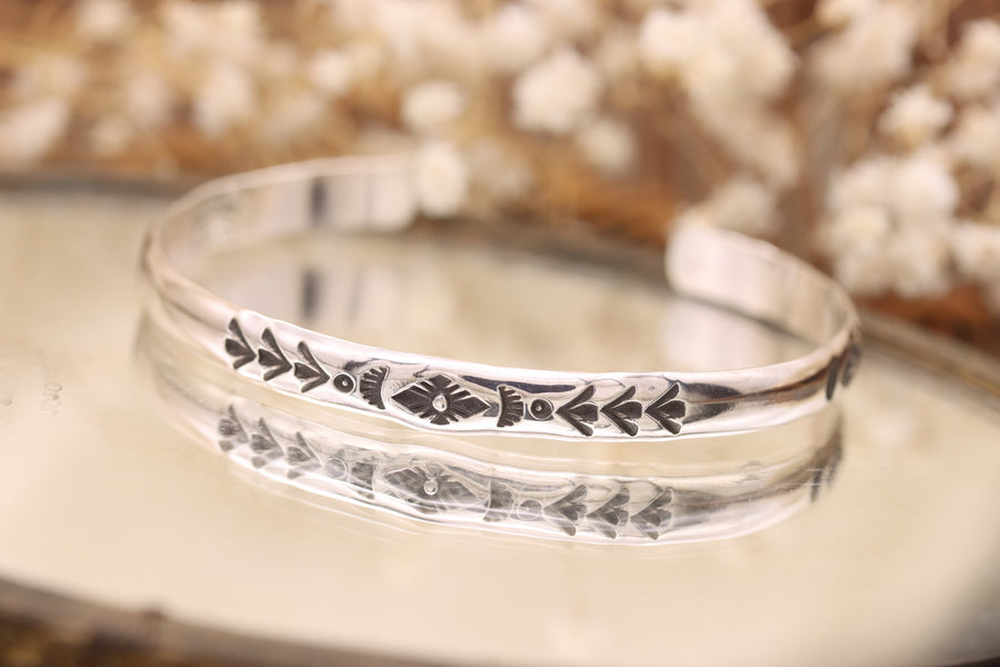Stamped Stacker Bracelet Cuff (size 6